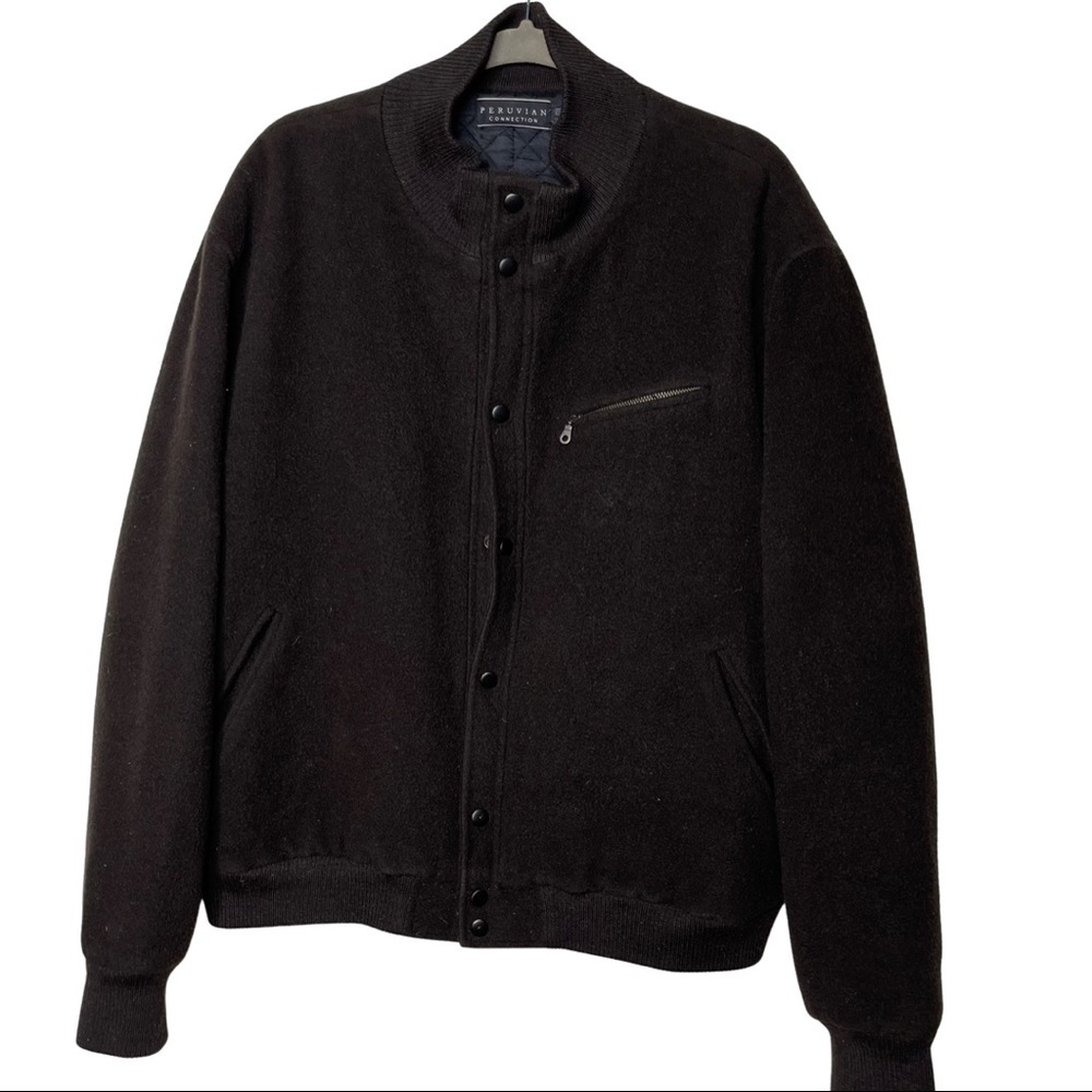 Peruvian connection brown alpaca wool bomber XL